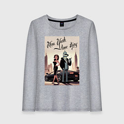 Лонгслив хлопковый женский Бендер в Нью-Йорке - любовная история, цвет: меланж
