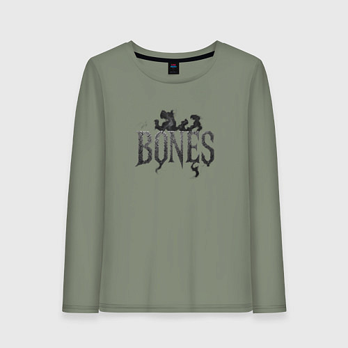 Женский лонгслив Bones лого из дыма / Авокадо – фото 1
