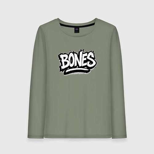 Женский лонгслив Bones белый логотип / Авокадо – фото 1