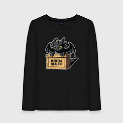 Лонгслив хлопковый женский Как приручить дракона - Беззубик на страже менталь, цвет: черный