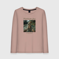Лонгслив хлопковый женский Фоточки превыше всего - обезьяна, цвет: пыльно-розовый