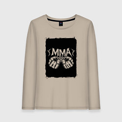Лонгслив хлопковый женский Сила кулаков ММА, цвет: миндальный