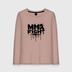 Лонгслив хлопковый женский MMA боец черной краской, цвет: пыльно-розовый