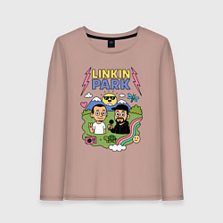 Лонгслив хлопковый женский Линкин Парк, мультяшный стиль, цвет: пыльно-розовый