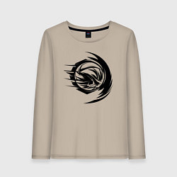 Лонгслив хлопковый женский Волейбольный мяч вихревой удар, цвет: миндальный