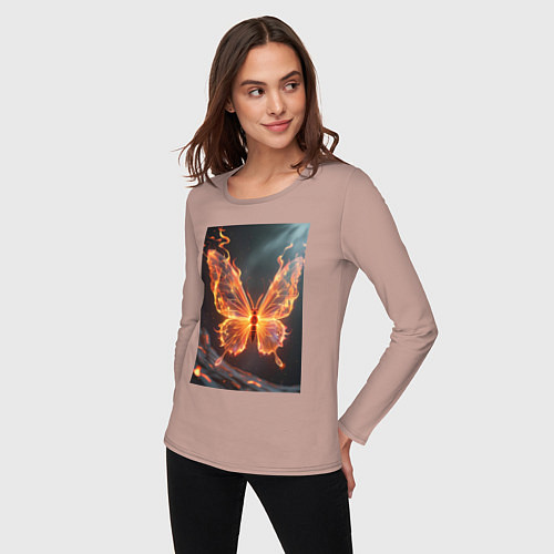 Женский лонгслив Огненная бабочка / Пыльно-розовый – фото 3