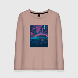 Лонгслив хлопковый женский Nissan 180SX легенда JDM, цвет: пыльно-розовый