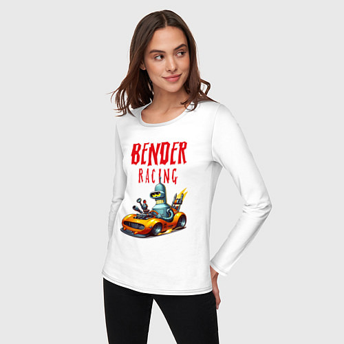 Женский лонгслив Bender racing - ai art fantasy / Белый – фото 3