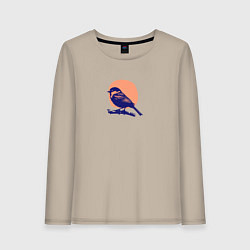 Лонгслив хлопковый женский Воробей на закате, цвет: миндальный