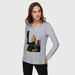 Лонгслив хлопковый женский Девушки и старый водолазный шлем ретрофутуризм поп, цвет: меланж — фото 2