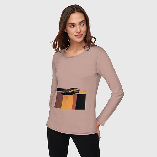 Женский лонгслив Ретрофутуризм спорткар поп-арт 1970-е / Пыльно-розовый – фото 3