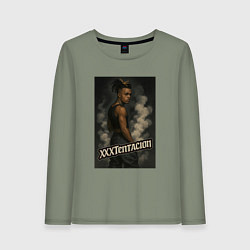 Лонгслив хлопковый женский XXXTentacion и облака дыма, цвет: авокадо