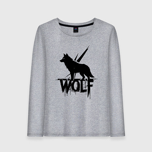 Женский лонгслив Волк на страже / Меланж – фото 1