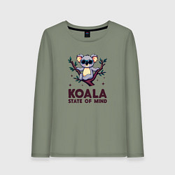 Лонгслив хлопковый женский Коала в солнцезащитных очках, цвет: авокадо