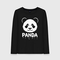 Лонгслив хлопковый женский Панда белой краской, цвет: черный