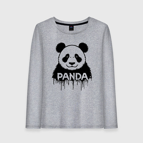 Женский лонгслив Панда черной краской / Меланж – фото 1