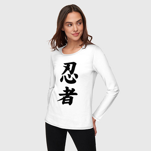 Женский лонгслив Ninja - hierogliphs / Белый – фото 3
