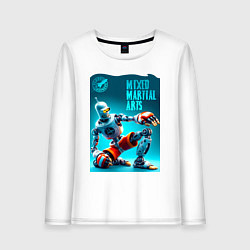 Лонгслив хлопковый женский Bender bending robot - mixed martial arts, цвет: белый