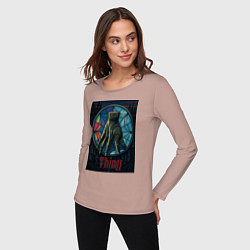 Лонгслив хлопковый женский Вещь - Уэнсдей, цвет: пыльно-розовый — фото 2