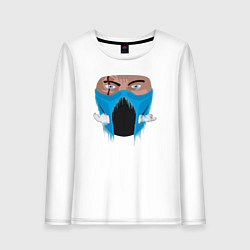 Лонгслив хлопковый женский Sub-zero face - Mortal Kombat, цвет: белый