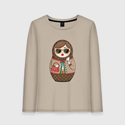 Лонгслив хлопковый женский Матрешка модная, цвет: миндальный