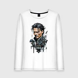 Лонгслив хлопковый женский Cyborg Johnny Depp, цвет: белый