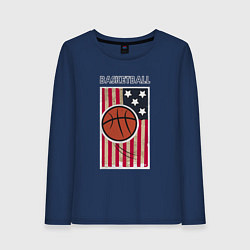 Лонгслив хлопковый женский Basketball USA, цвет: тёмно-синий