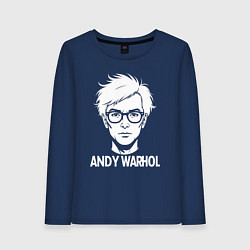 Лонгслив хлопковый женский Энди Уорхол в аниме стиле, цвет: тёмно-синий