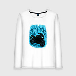Лонгслив хлопковый женский Feel the ride, цвет: белый