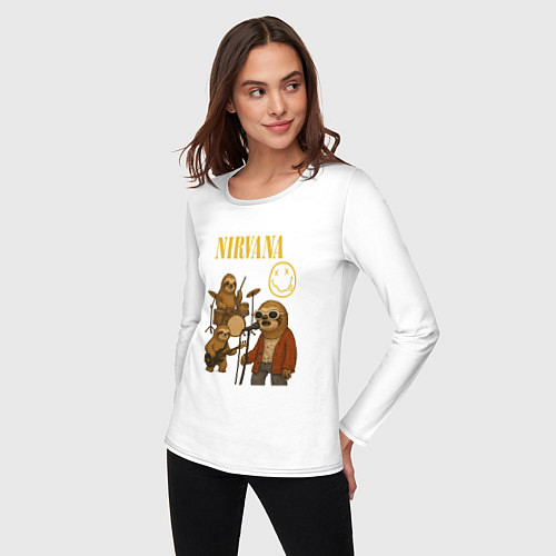 Женский лонгслив Nirvana ленивцы / Белый – фото 3