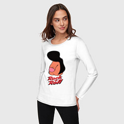 Лонгслив хлопковый женский Логотип rock n roll мем, цвет: белый — фото 2