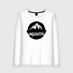Лонгслив хлопковый женский Ингушетия в стиле стрит-арт, цвет: белый