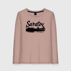 Лонгслив хлопковый женский Саратов горд с мостом, цвет: пыльно-розовый