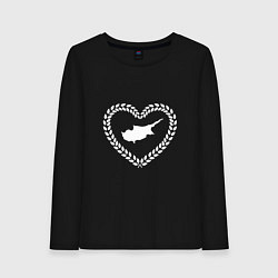 Лонгслив хлопковый женский Кипр в сердце монохром, цвет: черный