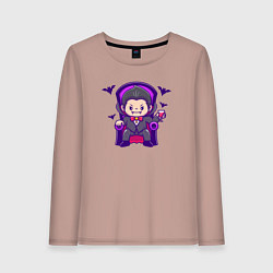 Лонгслив хлопковый женский Дракула на троне, цвет: пыльно-розовый