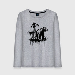 Лонгслив хлопковый женский Медведь и нефть, цвет: меланж