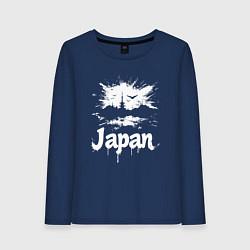 Лонгслив хлопковый женский Япония в граффити-стиле, цвет: тёмно-синий