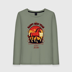 Женский лонгслив Красный огненный конь символ 2026