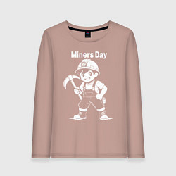 Лонгслив хлопковый женский День шахтера аниме, цвет: пыльно-розовый
