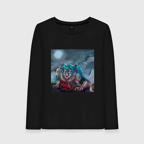 Женский лонгслив Halloween Miku zombie / Черный – фото 1