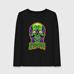 Лонгслив хлопковый женский Evil zombie, цвет: черный