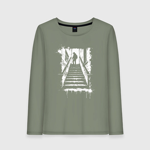 Женский лонгслив Человек на лестнице / Авокадо – фото 1