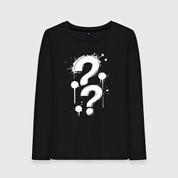 Лонгслив хлопковый женский Два вопроса, цвет: черный