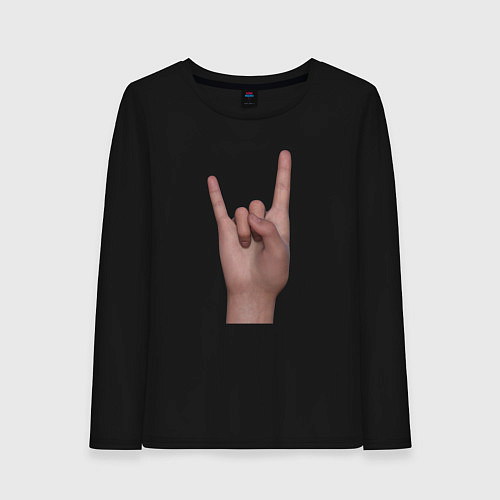 Женский лонгслив Жест коза правой рукой / Черный – фото 1