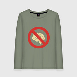Лонгслив хлопковый женский Запрет на использование мозга, цвет: авокадо