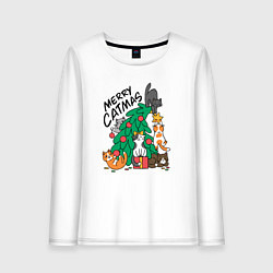 Женский лонгслив Merry catmas
