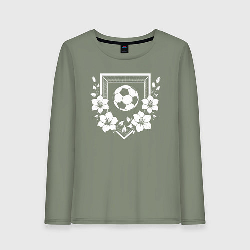Женский лонгслив Футбольные ворота и мяч в цветах / Авокадо – фото 1
