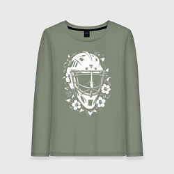 Женский лонгслив Шлем-маска в цветочном обрамлении