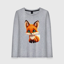 Женский лонгслив Пушистая радость: Лисёнок в мультяшном стиле