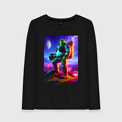 Женский лонгслив Космонавт Шрек на похожей планете